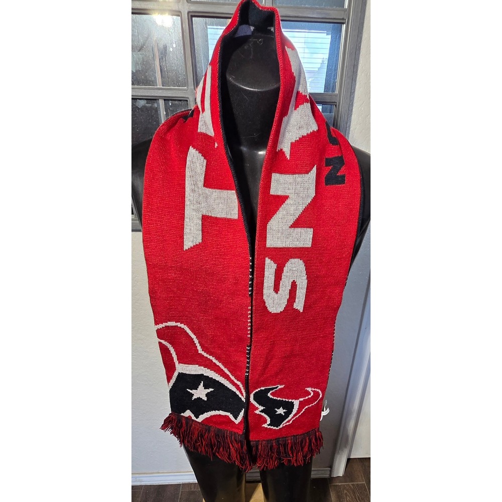 Houston Texans NFL Reversible Knit Scarf Forever Collectibles Red Navy Blue Logo